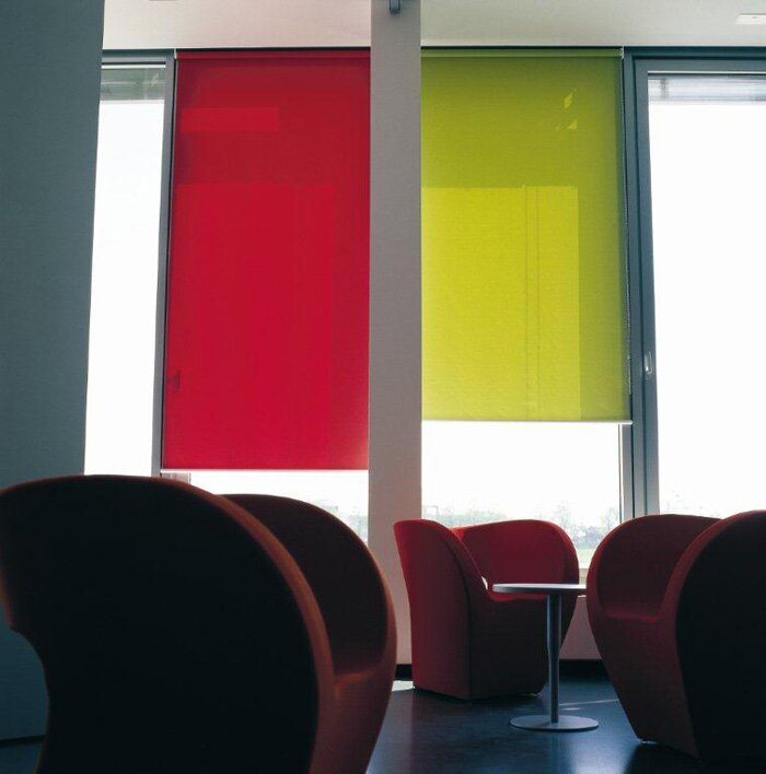 Roller blinds in bright colours