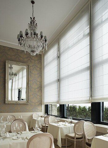 Roman blinds in restaurant